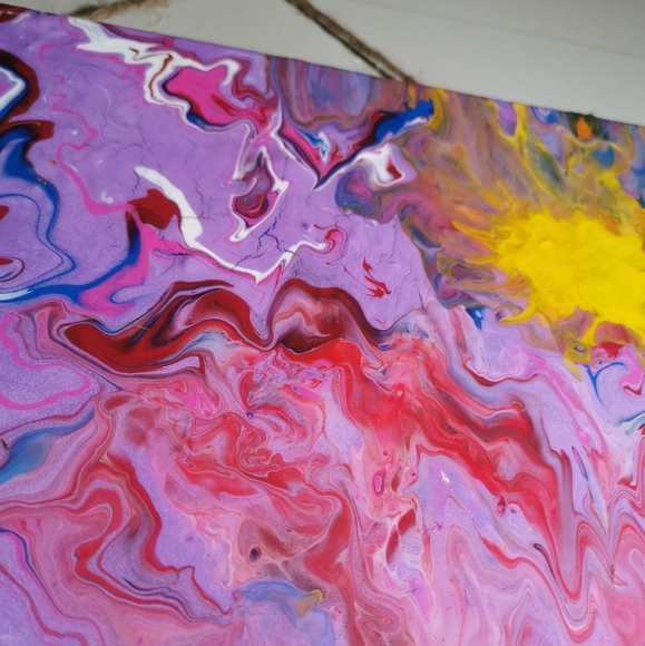 Wood Abstract Painting Blooming Sunset colors - Picture 4 of 10